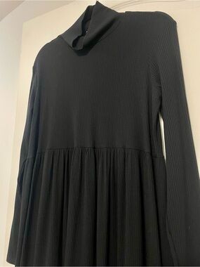 Melon Black Ribbed Mock Neck Long Sleeve Dress Size Medium